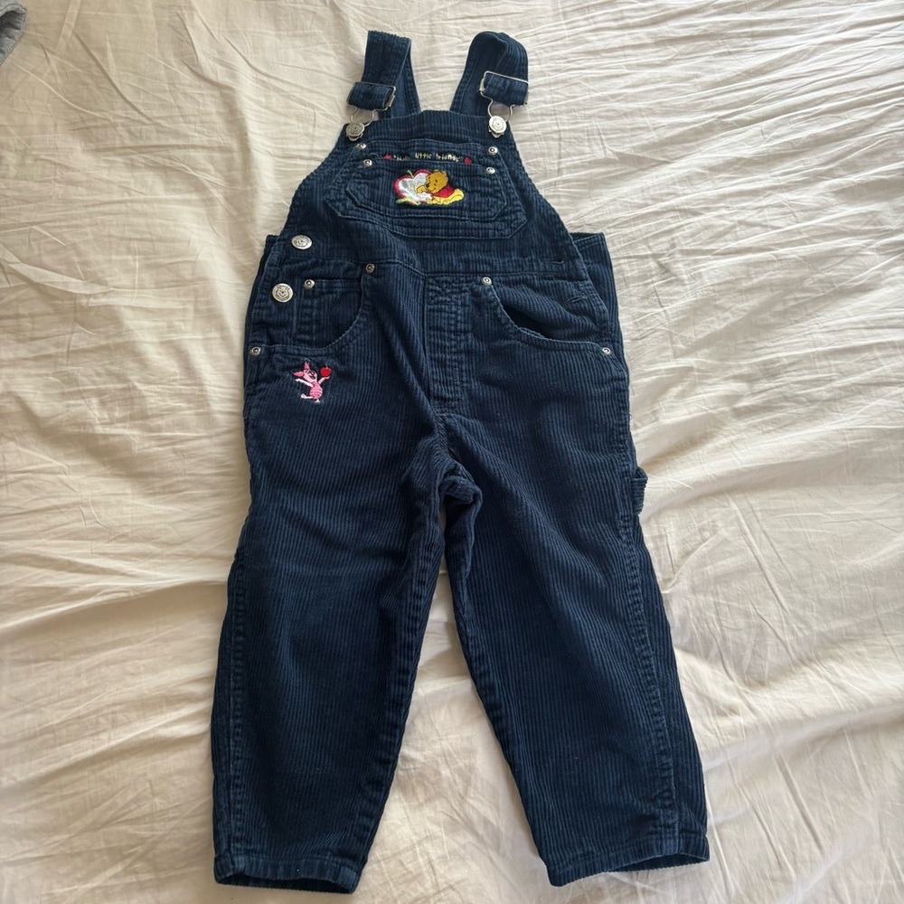 Vintage Winnie the Pooh navy blue corduroy overalls